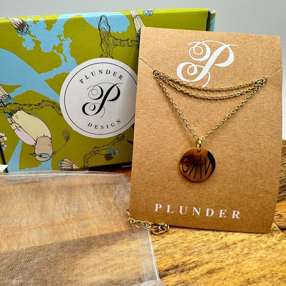 Plunder Design Jewelry "God Is Greater" Gold-Tone Necklace With Pendant NIB
